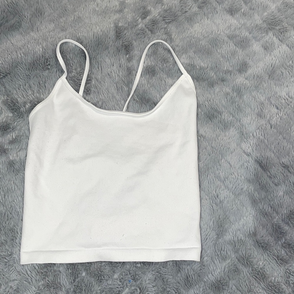 White Nikibiki cropped tank | crossing straps in back